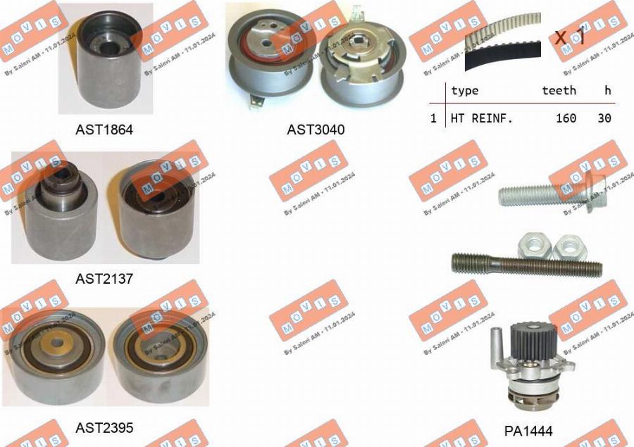 MOVIS ASTK1096PA2 - Pompa acqua + Kit cinghie dentate www.autoricambi360.it
