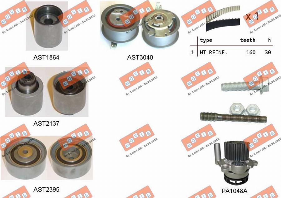 MOVIS ASTK1096PA - Pompa acqua + Kit cinghie dentate www.autoricambi360.it