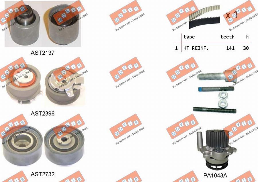MOVIS ASTK1090PA - Pompa acqua + Kit cinghie dentate www.autoricambi360.it