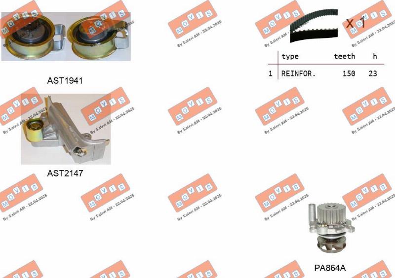 MOVIS ASTK1055PA - Pompa acqua + Kit cinghie dentate www.autoricambi360.it