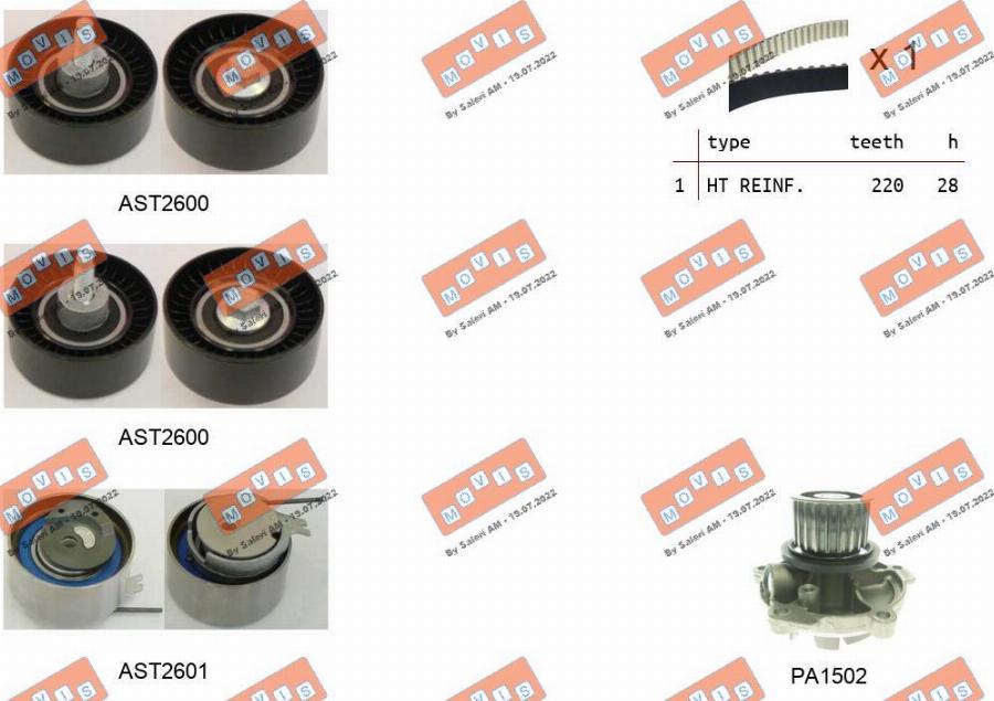 MOVIS ASTK1067PA - Pompa acqua + Kit cinghie dentate www.autoricambi360.it