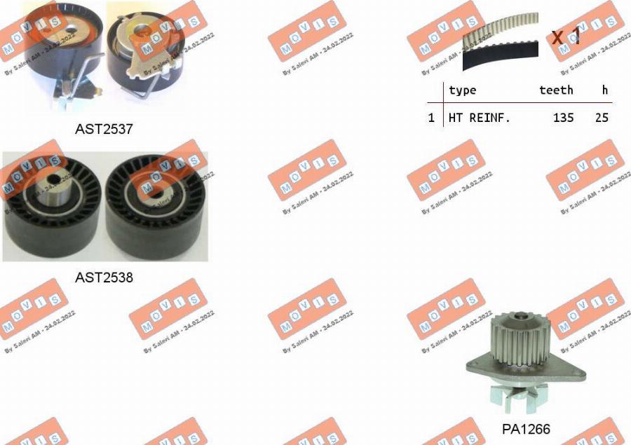 MOVIS ASTK1080PA - Pompa acqua + Kit cinghie dentate www.autoricambi360.it