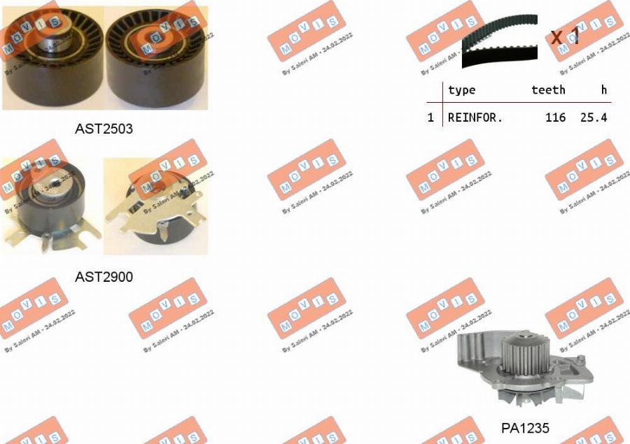MOVIS ASTK1087PA2 - Pompa acqua + Kit cinghie dentate www.autoricambi360.it