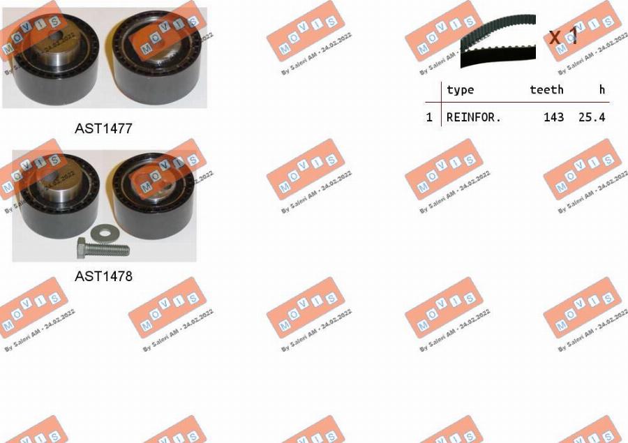 MOVIS ASTK1034 - Kit cinghie dentate www.autoricambi360.it