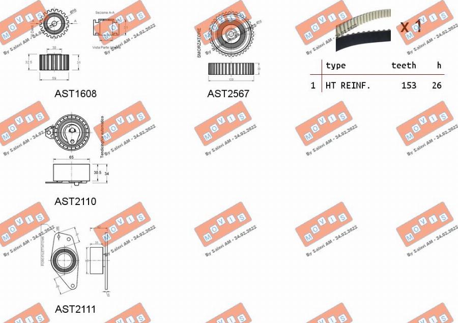 MOVIS ASTK1036 - Kit cinghie dentate www.autoricambi360.it