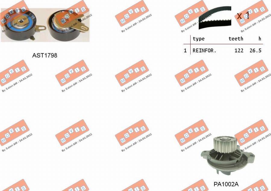 MOVIS ASTK1033PA - Pompa acqua + Kit cinghie dentate www.autoricambi360.it
