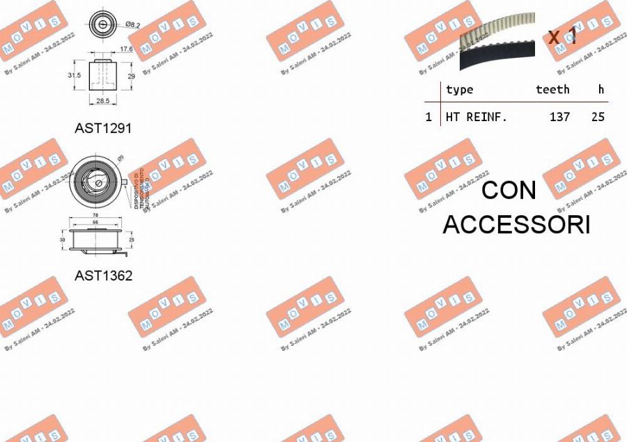 MOVIS ASTK1024 - Kit cinghie dentate www.autoricambi360.it