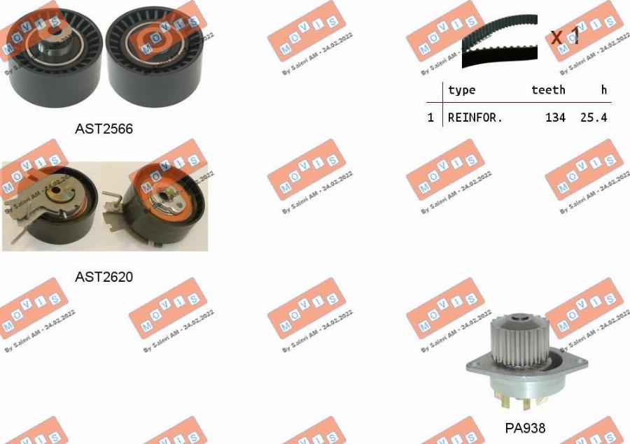 MOVIS ASTK1079PA - Pompa acqua + Kit cinghie dentate www.autoricambi360.it