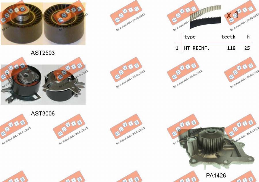 MOVIS ASTK1075PA - Pompa acqua + Kit cinghie dentate www.autoricambi360.it