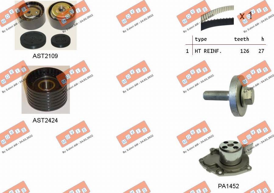 MOVIS ASTK1073PA - Pompa acqua + Kit cinghie dentate www.autoricambi360.it