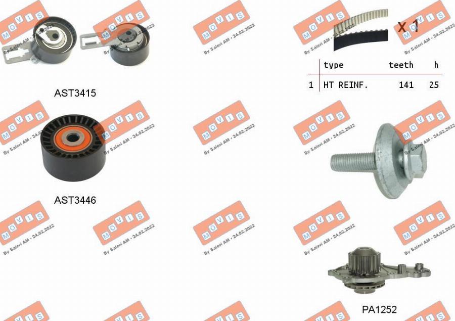 MOVIS ASTK1148PA - Pompa acqua + Kit cinghie dentate www.autoricambi360.it