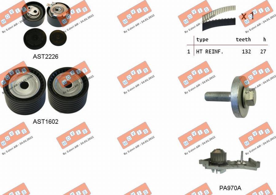 MOVIS ASTK1147PA - Pompa acqua + Kit cinghie dentate www.autoricambi360.it