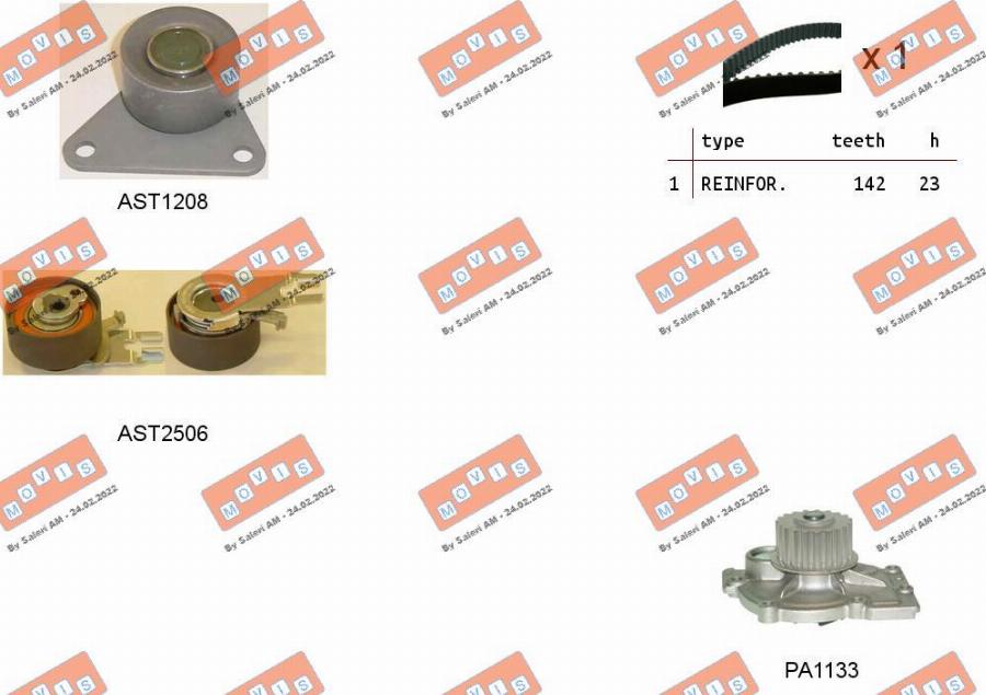MOVIS ASTK1154PA - Pompa acqua + Kit cinghie dentate www.autoricambi360.it