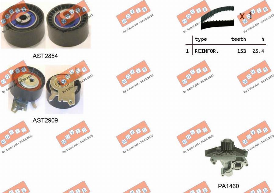 MOVIS ASTK1156PA - Pompa acqua + Kit cinghie dentate www.autoricambi360.it