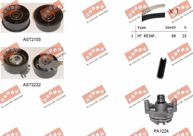 MOVIS ASTK1152PA - Pompa acqua + Kit cinghie dentate www.autoricambi360.it