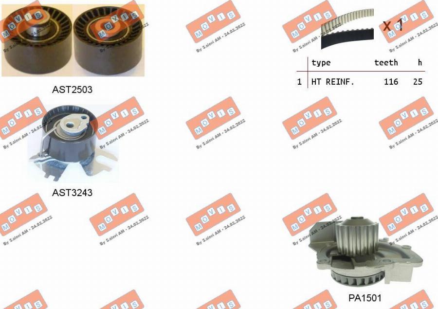 MOVIS ASTK1157PA - Pompa acqua + Kit cinghie dentate www.autoricambi360.it