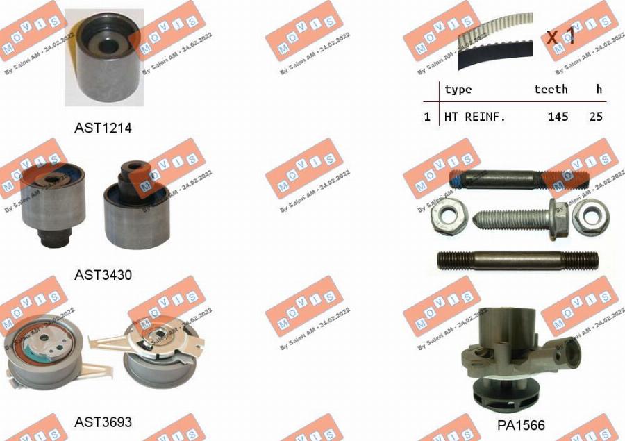 MOVIS ASTK1166PA - Pompa acqua + Kit cinghie dentate www.autoricambi360.it