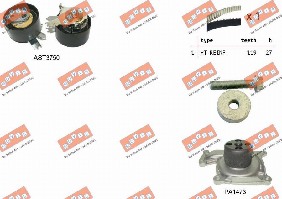 MOVIS ASTK1168PA - Pompa acqua + Kit cinghie dentate www.autoricambi360.it