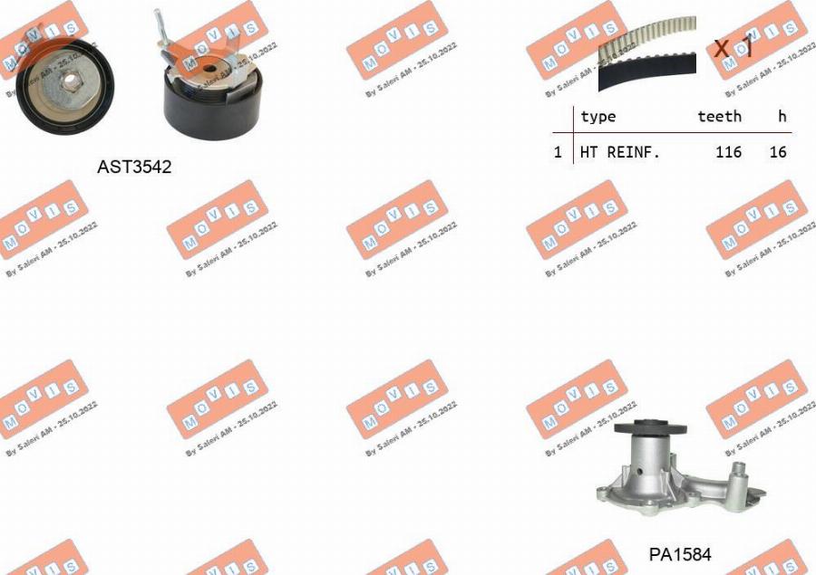 MOVIS ASTK1162PA - Pompa acqua + Kit cinghie dentate www.autoricambi360.it