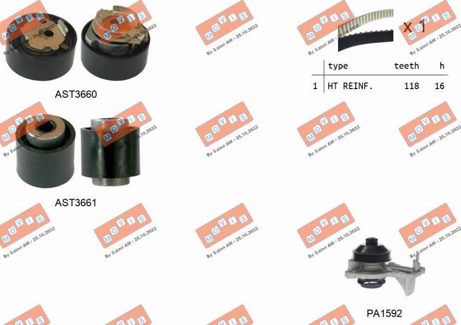 MOVIS ASTK1167PA - Pompa acqua + Kit cinghie dentate www.autoricambi360.it