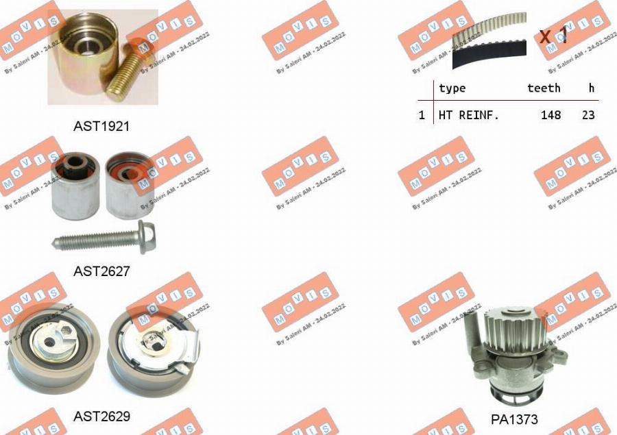 MOVIS ASTK1109PA - Pompa acqua + Kit cinghie dentate www.autoricambi360.it