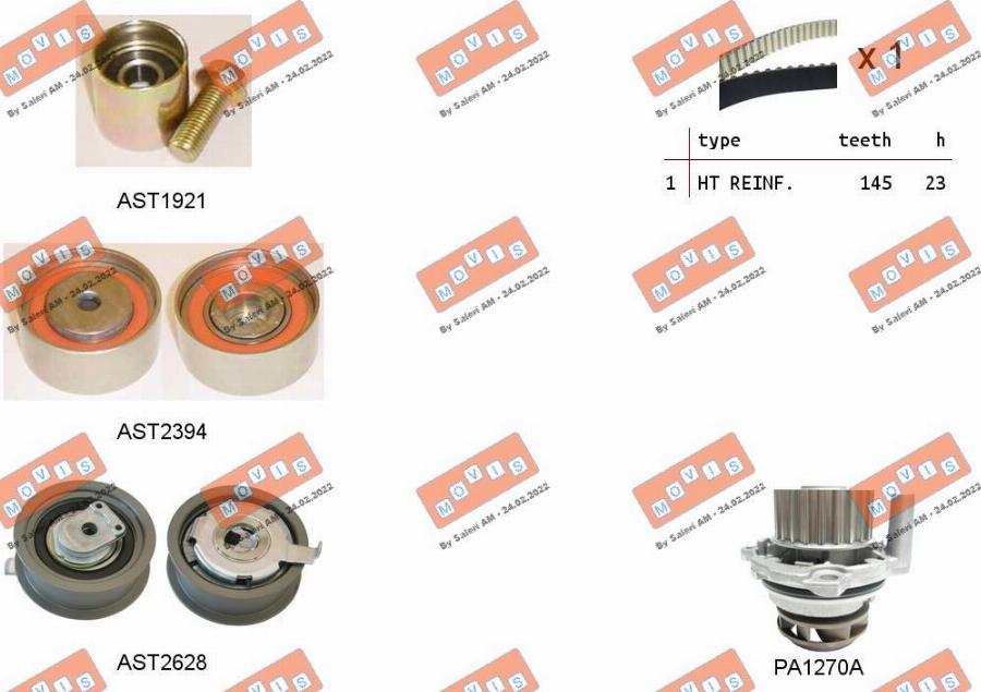 MOVIS ASTK1102PA - Pompa acqua + Kit cinghie dentate www.autoricambi360.it
