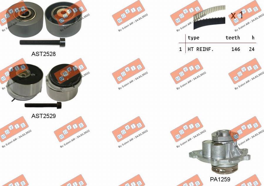 MOVIS ASTK1110PA - Pompa acqua + Kit cinghie dentate www.autoricambi360.it