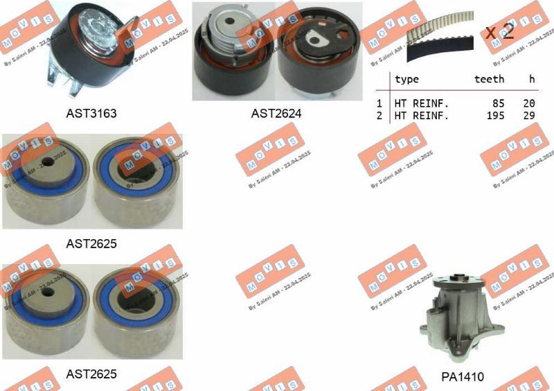 MOVIS ASTK1112PA - Pompa acqua + Kit cinghie dentate www.autoricambi360.it