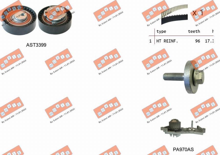 MOVIS ASTK1130PA2 - Pompa acqua + Kit cinghie dentate www.autoricambi360.it