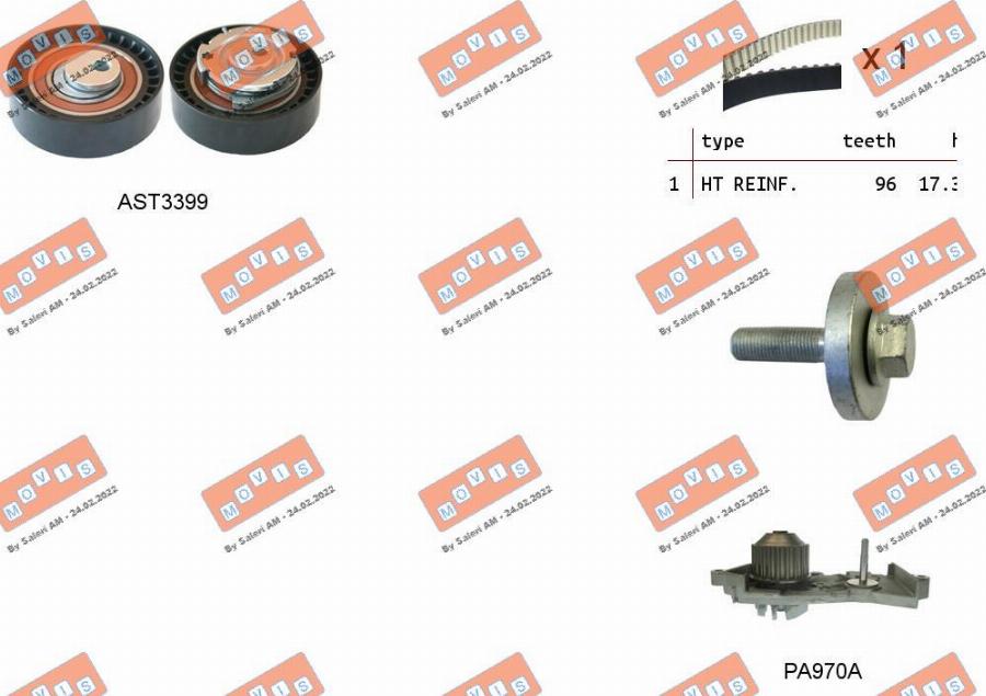 MOVIS ASTK1130PA - Pompa acqua + Kit cinghie dentate www.autoricambi360.it