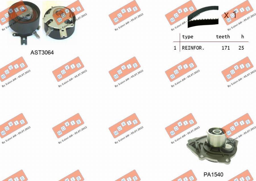 MOVIS ASTK1129PA - Pompa acqua + Kit cinghie dentate www.autoricambi360.it