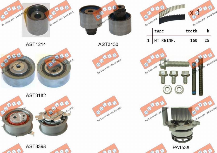 MOVIS ASTK1125PA - Pompa acqua + Kit cinghie dentate www.autoricambi360.it