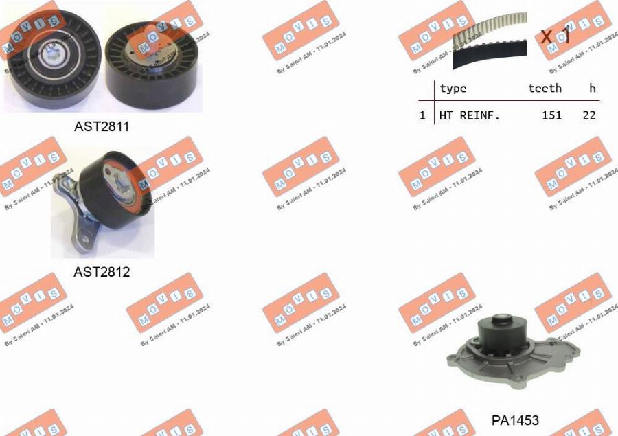 MOVIS ASTK1128PA - Pompa acqua + Kit cinghie dentate www.autoricambi360.it