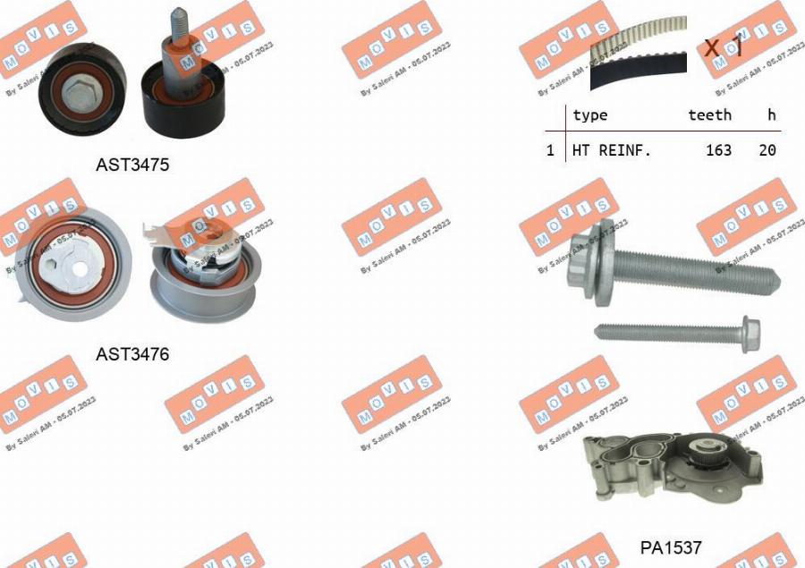 MOVIS ASTK1174PA - Pompa acqua + Kit cinghie dentate www.autoricambi360.it