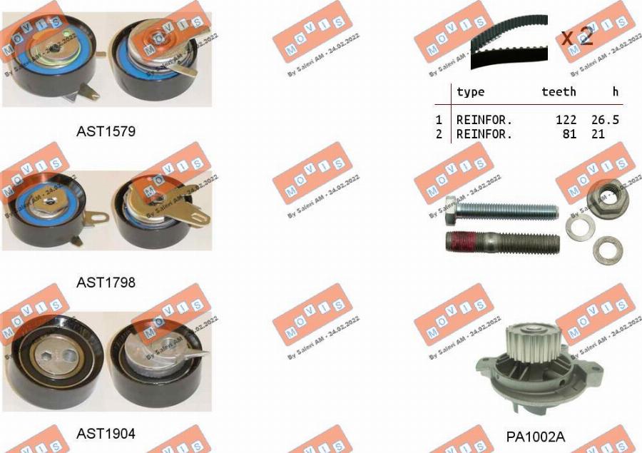 MOVIS ASTK1175PA - Pompa acqua + Kit cinghie dentate www.autoricambi360.it