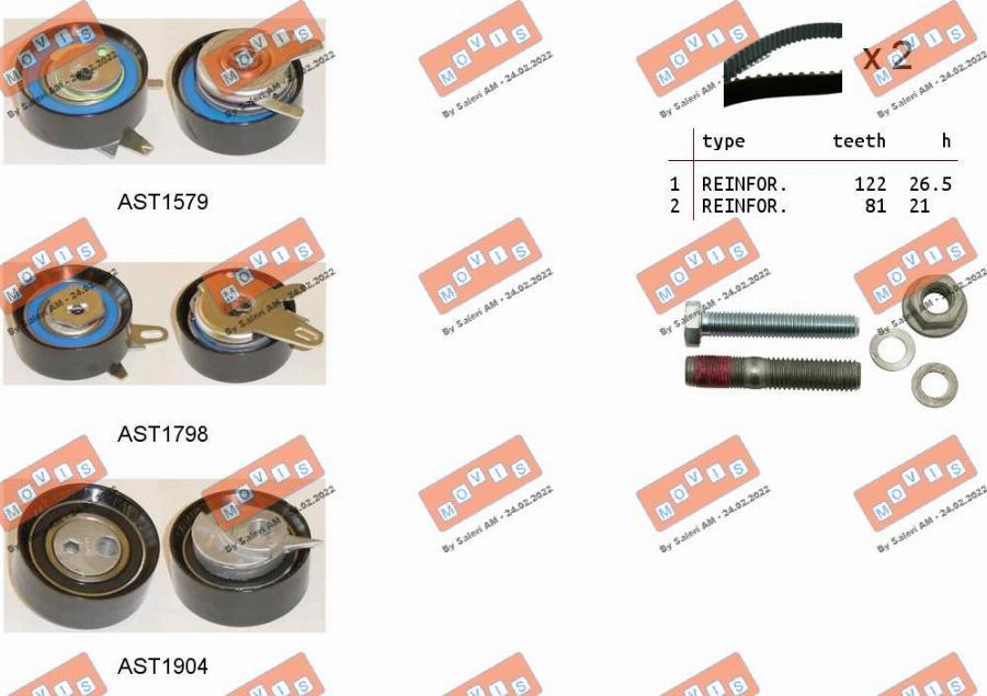 MOVIS ASTK1175 - Kit cinghie dentate www.autoricambi360.it