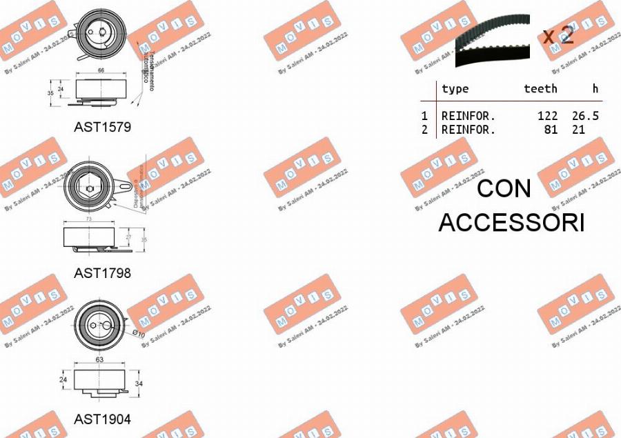 MOVIS ASTK1175 - Kit cinghie dentate www.autoricambi360.it