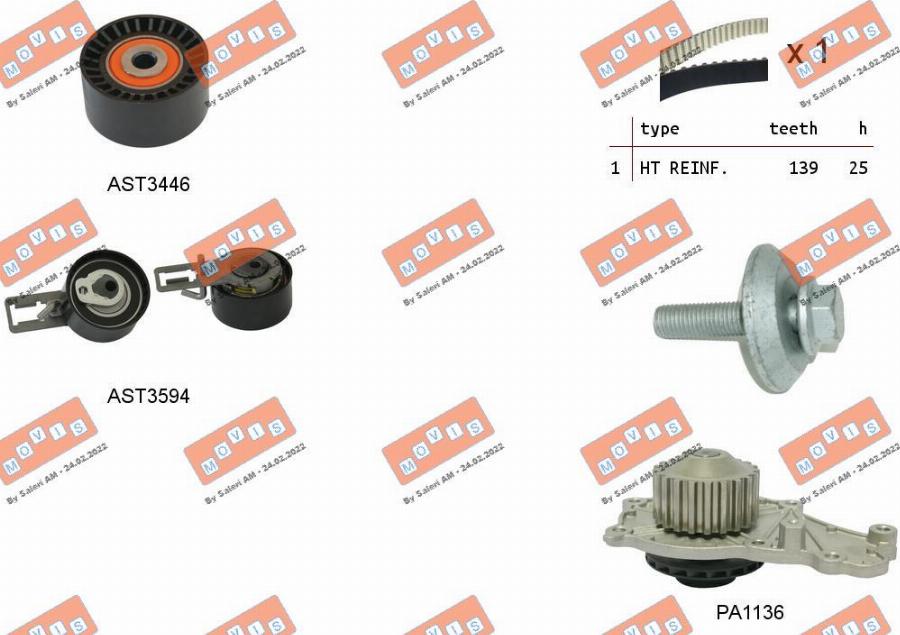 MOVIS ASTK1176PA - Pompa acqua + Kit cinghie dentate www.autoricambi360.it