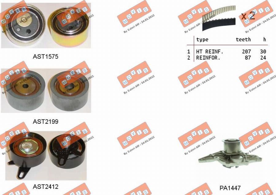 MOVIS ASTK1173PA - Pompa acqua + Kit cinghie dentate www.autoricambi360.it