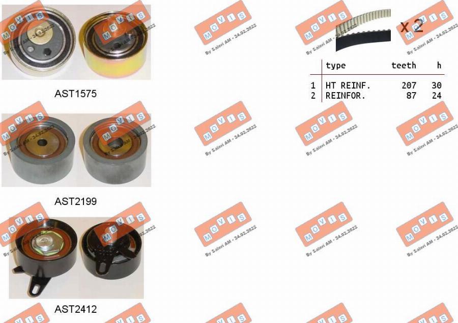 MOVIS ASTK1173 - Kit cinghie dentate www.autoricambi360.it