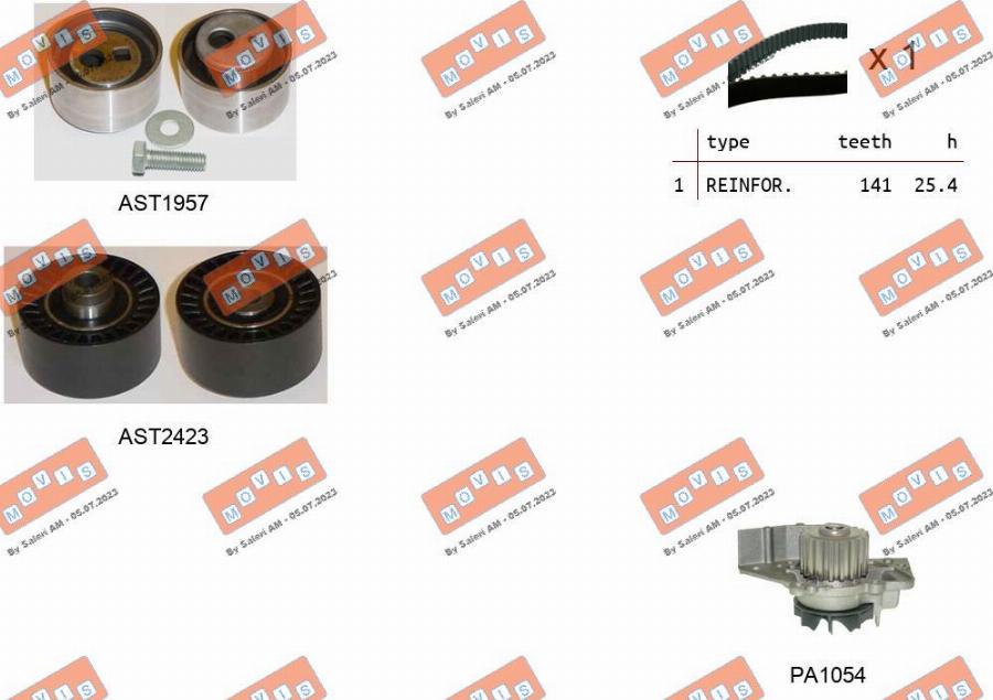 MOVIS ASTK1303PA - Pompa acqua + Kit cinghie dentate www.autoricambi360.it