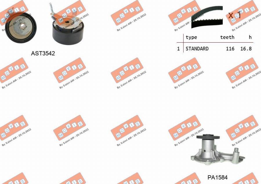 MOVIS ASTK1295PA - Pompa acqua + Kit cinghie dentate www.autoricambi360.it