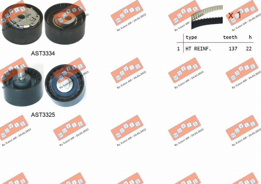MOVIS ASTK1296 - Kit cinghie dentate www.autoricambi360.it