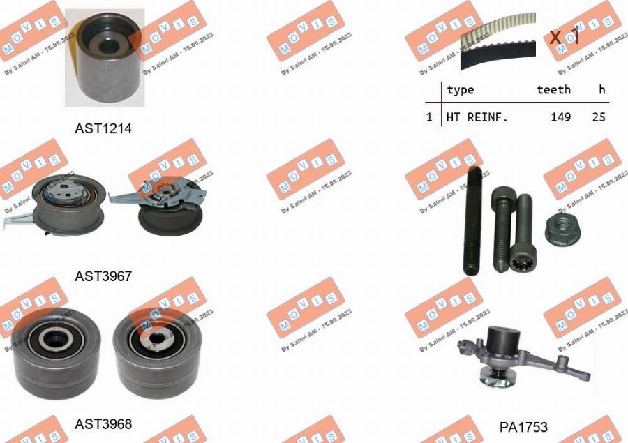 MOVIS ASTK1298PA - Pompa acqua + Kit cinghie dentate www.autoricambi360.it
