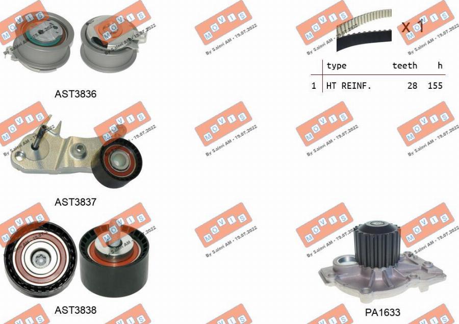 MOVIS ASTK1292PA - Pompa acqua + Kit cinghie dentate www.autoricambi360.it