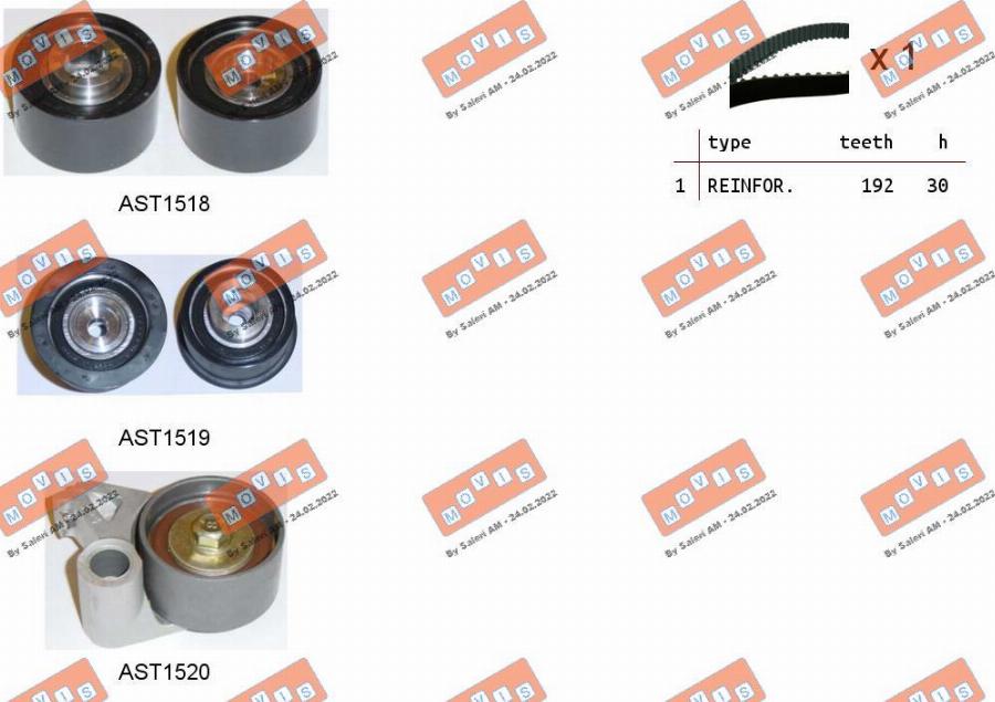 MOVIS ASTK1262 - Kit cinghie dentate www.autoricambi360.it