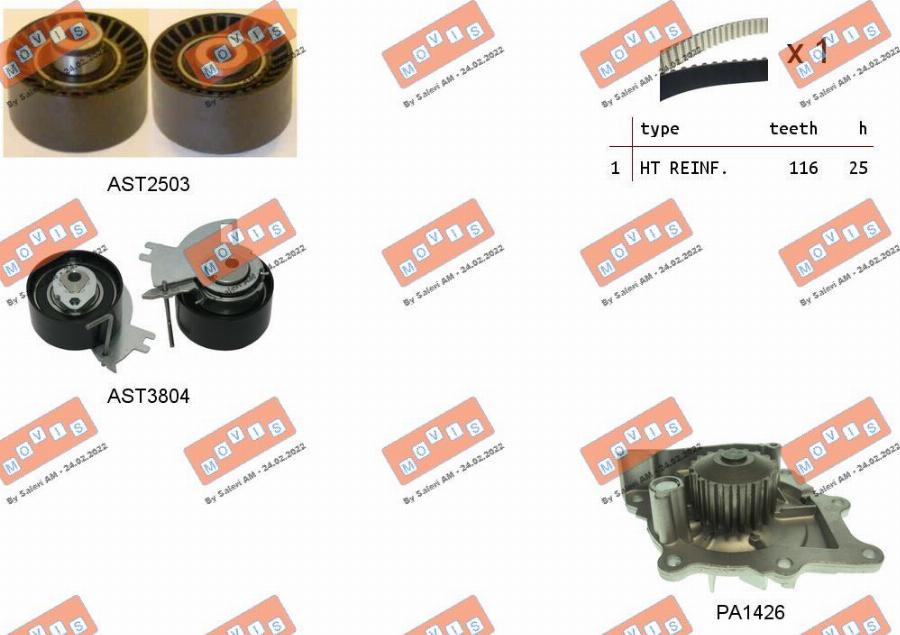 MOVIS ASTK1217PA - Pompa acqua + Kit cinghie dentate www.autoricambi360.it