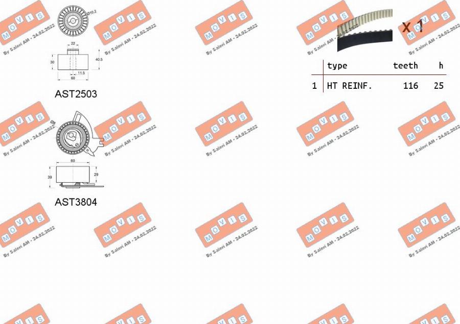 MOVIS ASTK1217 - Kit cinghie dentate www.autoricambi360.it