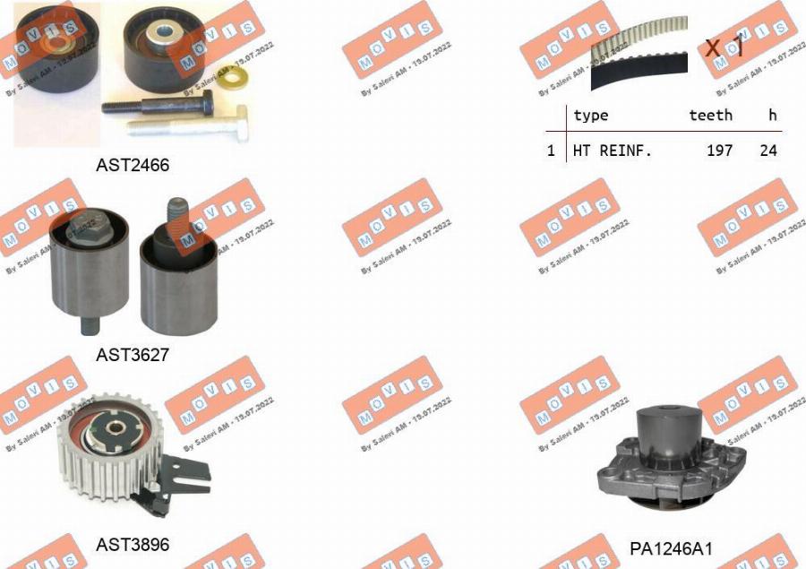 MOVIS ASTK1286PA - Pompa acqua + Kit cinghie dentate www.autoricambi360.it
