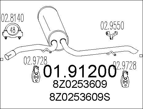 MTS 01.91200 - Silenziatore posteriore www.autoricambi360.it